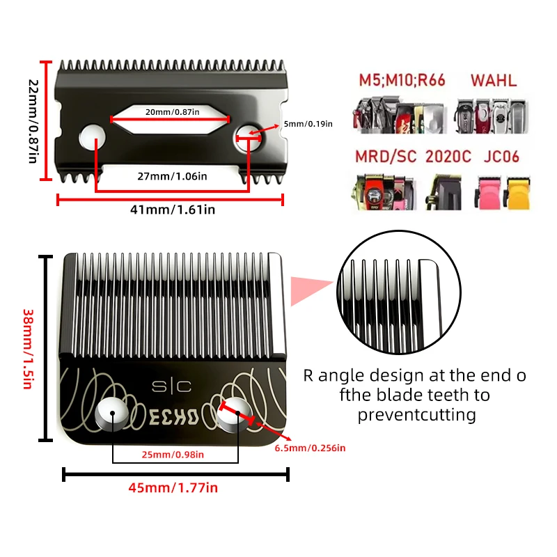 MRD/SC Echo Blades For Madeshow MRD Gamma JRL KM VGR Professional Are Common to All Professional Hair Clipper