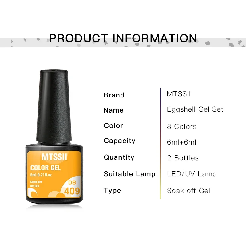 Mtssii 6ml Matte Eggshell Top Coat for Nail Art - Soak Off UV LED Hybrid Gel Varnish