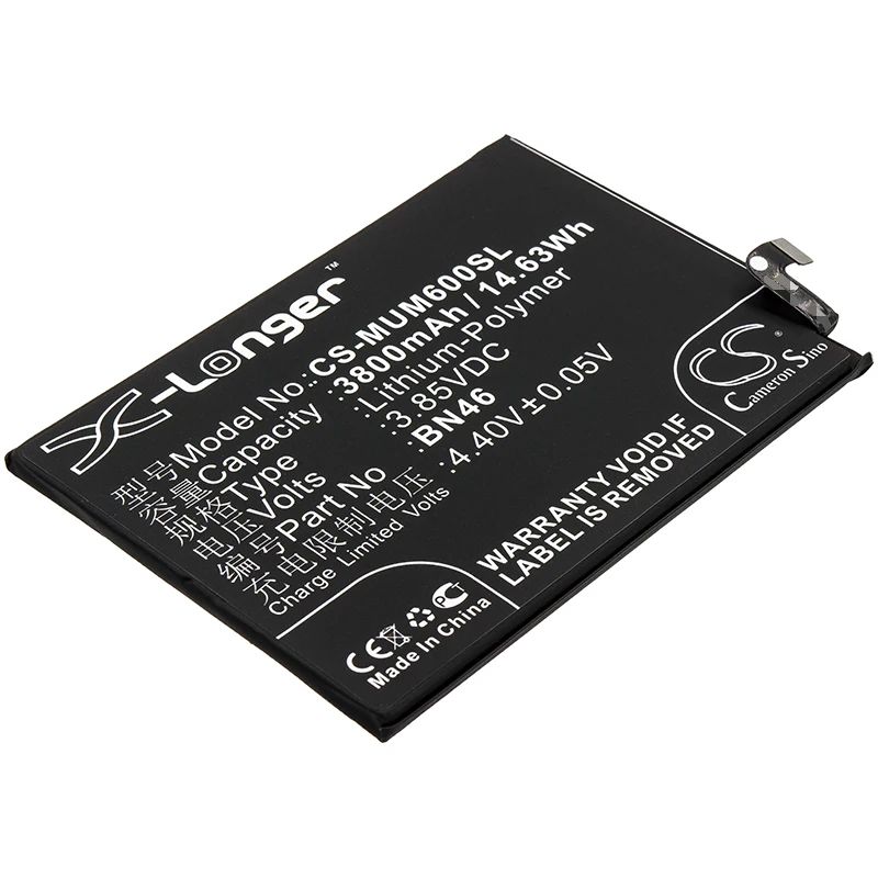 

Li-Polymer Mobile, SmartPhone Battery for Xiaomi, 3.85V, 3800mAh , Compatible Models: Note 6, Note 8, Note 8T