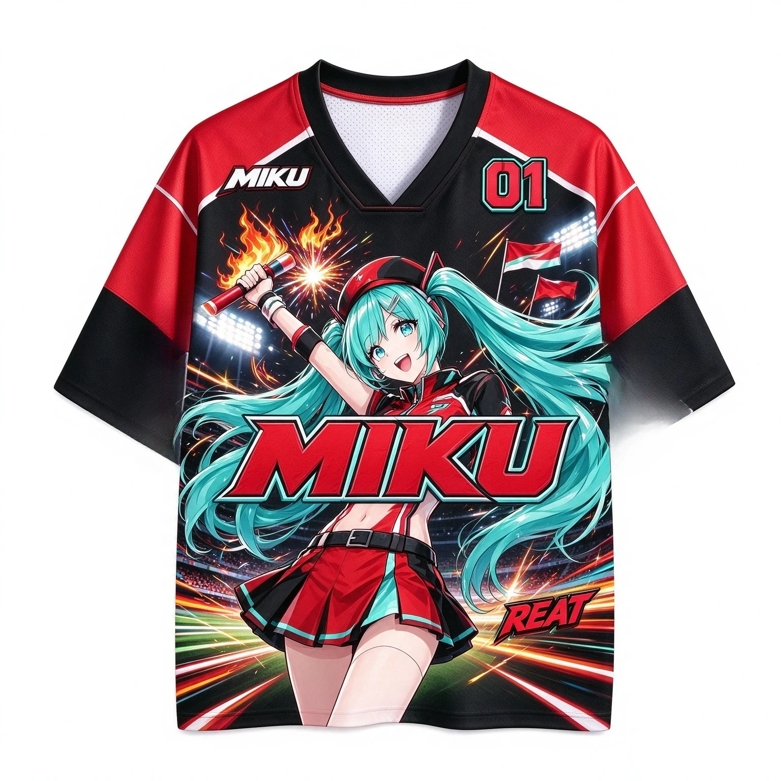 Family Tee 2026 New Popular Hatsune Miku 01 Jersey 3D Print T-shirt Skin-friendly Breathable Family Matching Lightweight Shirt