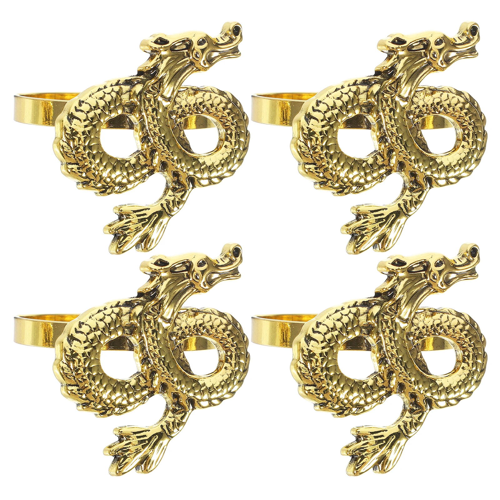 

4Pcs Dragon Metal Napkin Rings Zinc Alloy Napkin Holders Dining Room Table Decoration Serviette Ring Dinner Table Supply