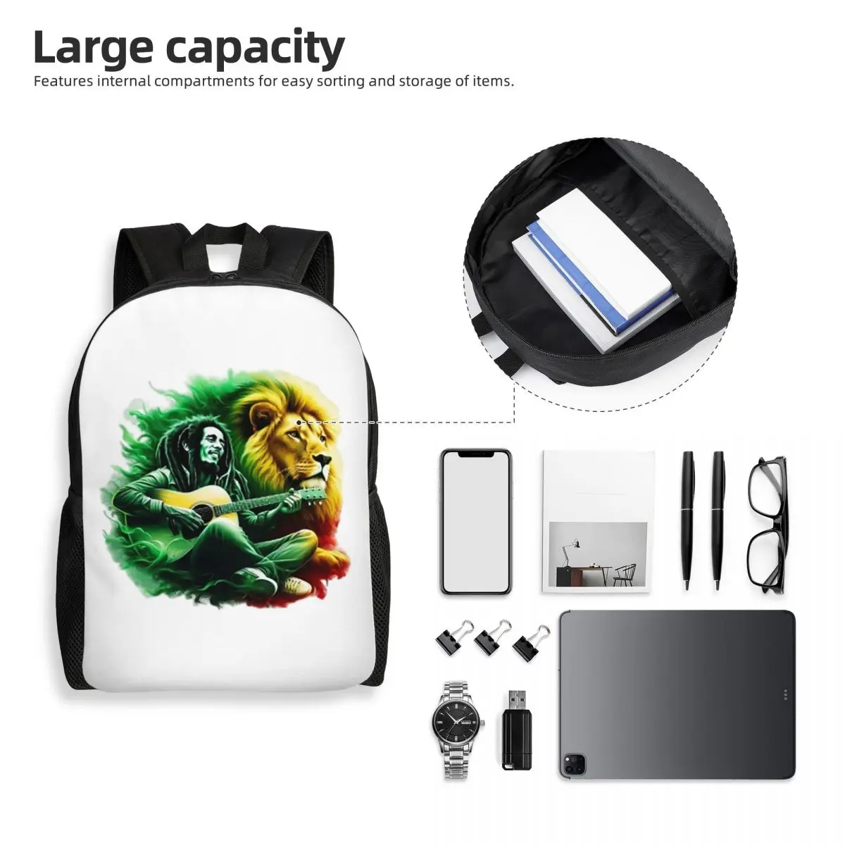 Bob Marley One Love Backpack Student Boys Girls BookBag School Bag Computer Shoulder Bags
