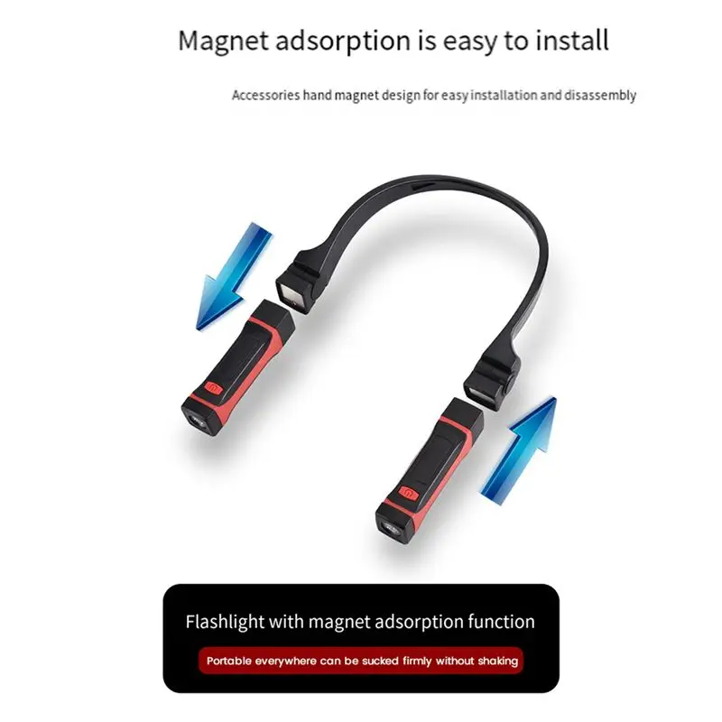 4X Detachable Neck Light Rechargeable, LED Work Light With Magnetic Base, Hands Free Mechanic Light, Around Neck