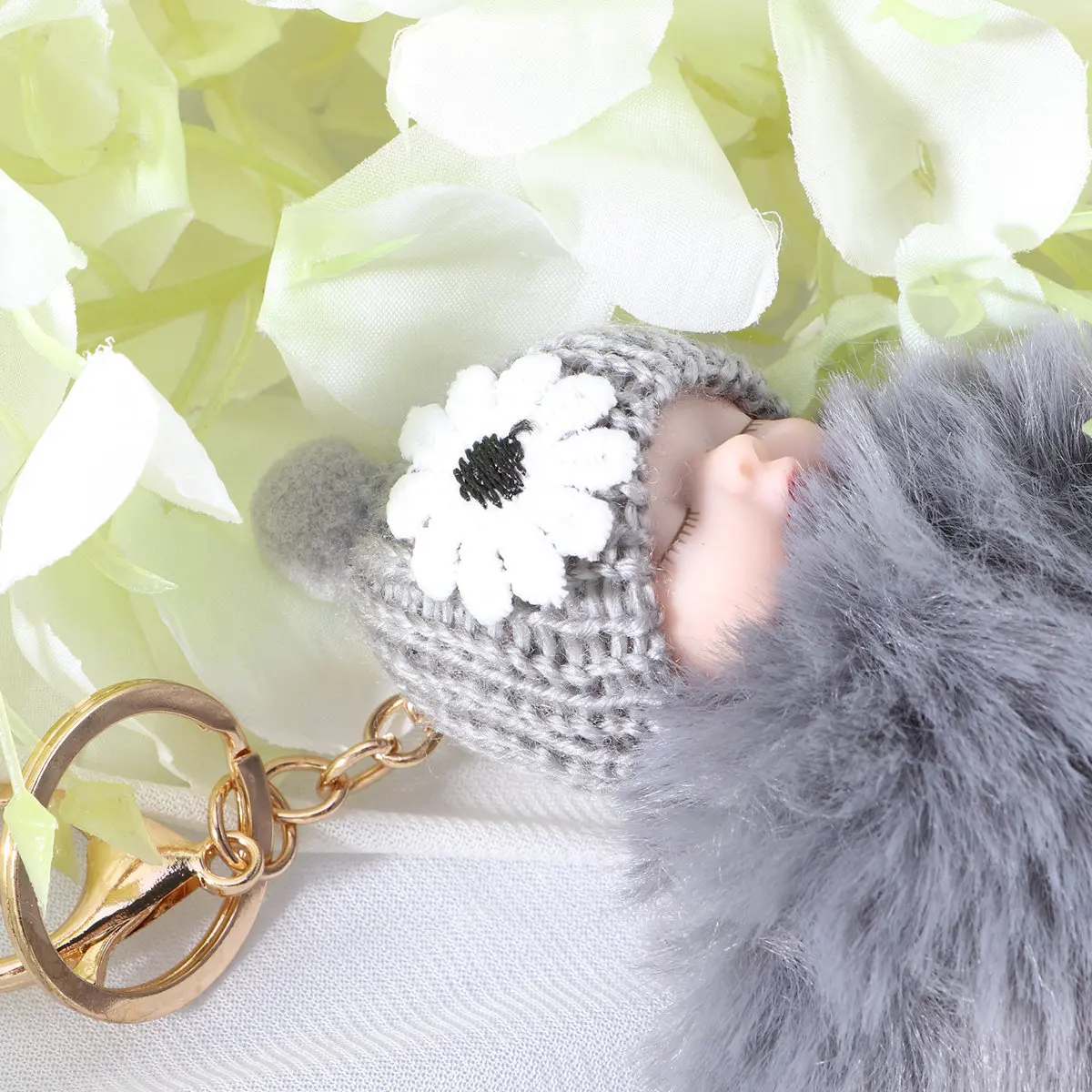 

Cartoon Grey Keychain Baby Soft Ball Key Ring Pendant for Keys Bag Pendant Car Decoration Party Favor Souvenir