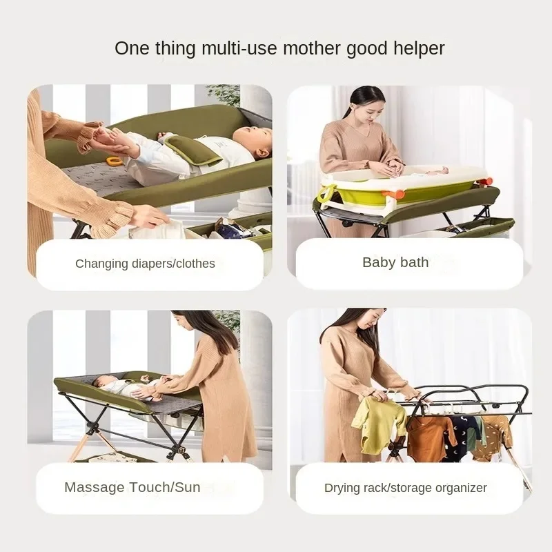 Newborn Diaper-Changing Table Portable Baby Care Table with Massage Function Foldable Design for Easy Storage for Home
