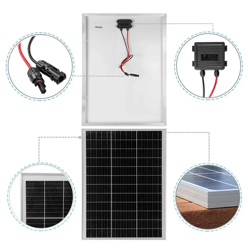 300W Solar Panel 18V Rigid Glass Solars Panels Monocrystalline Cell High-efficiency Chargig Outdoor Sola r Cell For Home/Camping