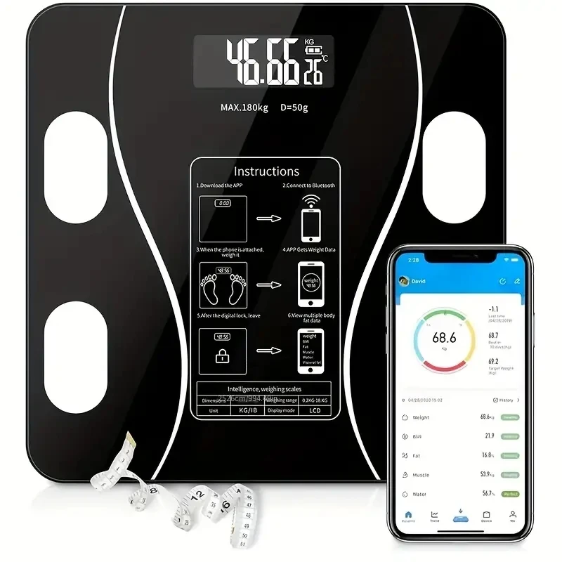 1pc Body fat scale, intelligent wireless digital bathroom weight scale, body composition analyzer weight scale