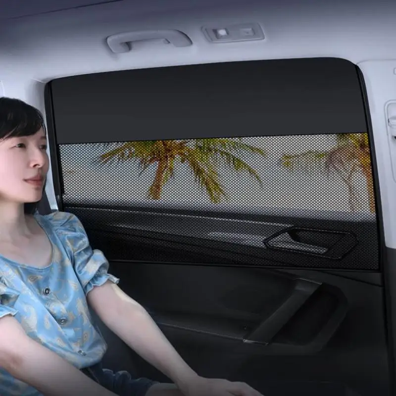 

SU 1/2/4Pc Magnetic Suction Car Sunshade Cover One-way Vision Light Blocking Car Cside Window Sun Insulation Curtain Accessories