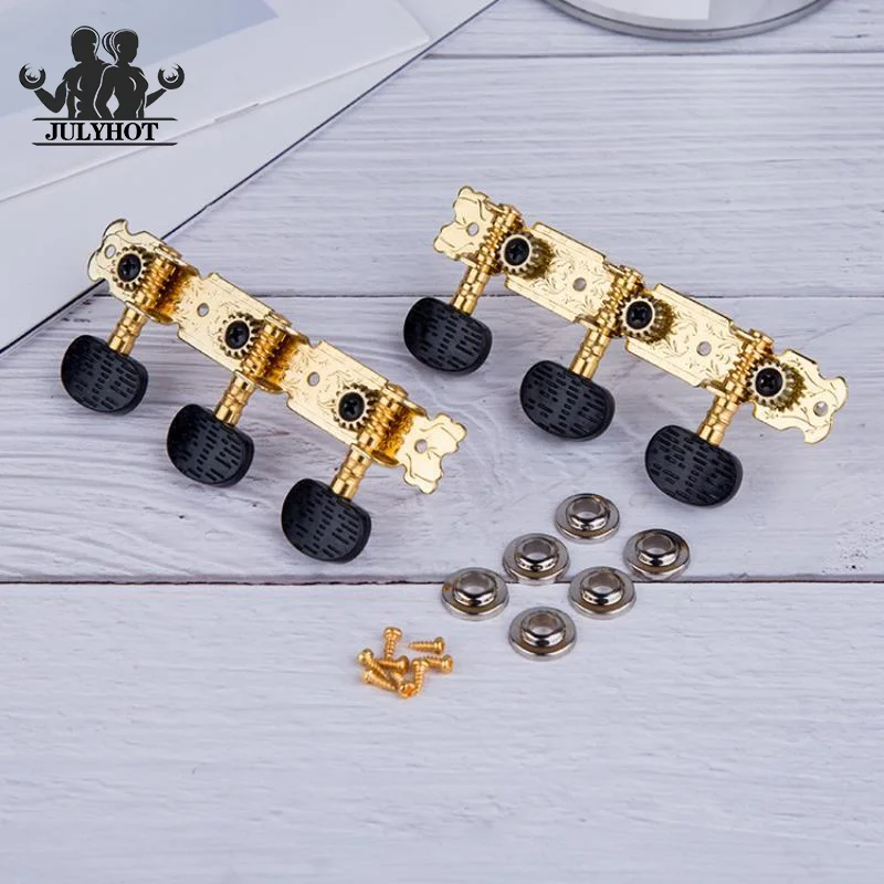 Classical Guitar Tuning Machine Heads 3L 3R 1 Pair Gold Plated Anti-Corrosion Tuning Pegs for Guitar Repair Shops