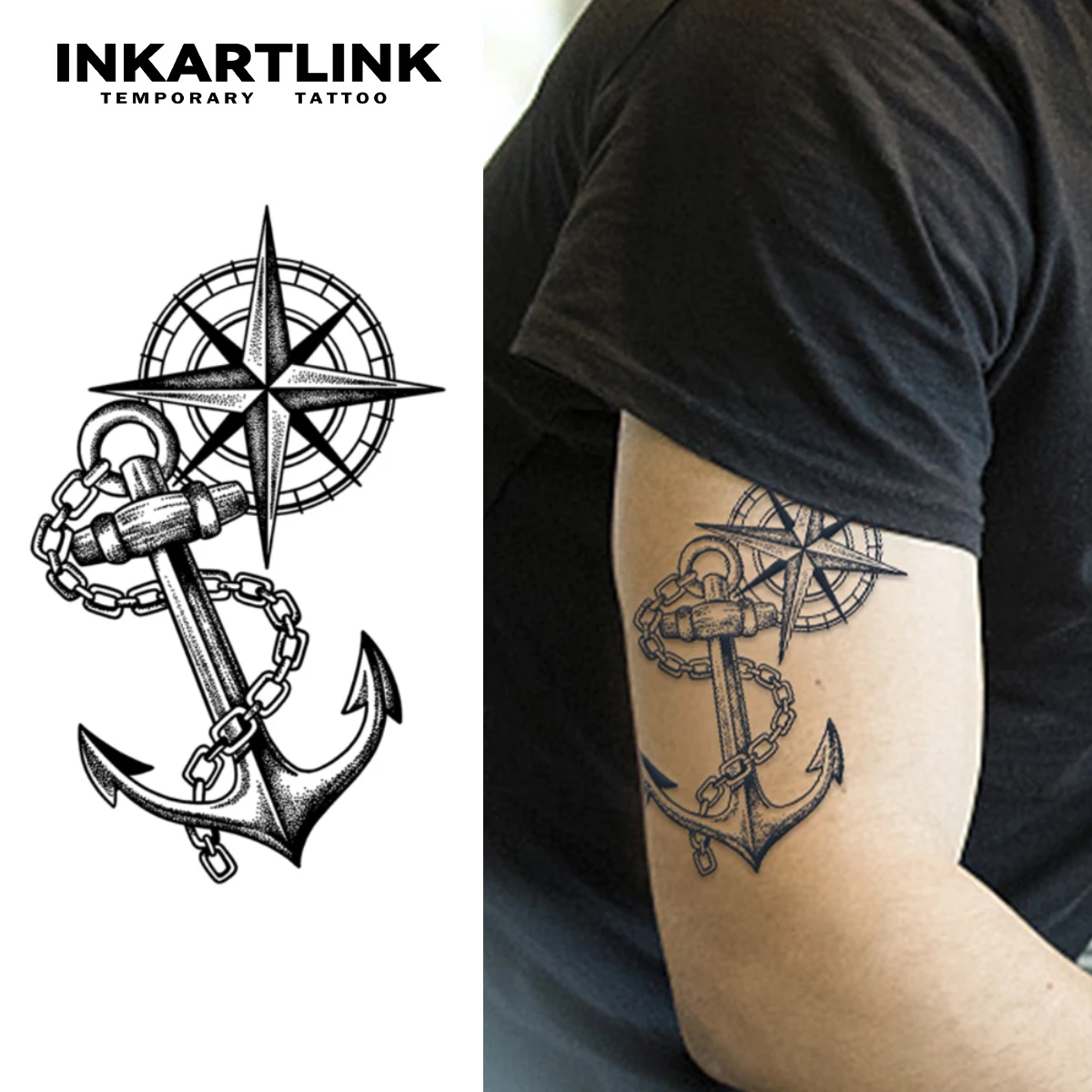 

New Anchor temporary tattoo sticker, waterproof magic tattoo, lasts to 15 days fake tattoo, semi permanent tattoo.