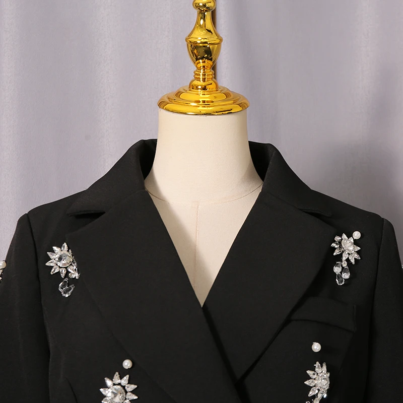 KBQ ソリッドスプライスダイヤモンドチュニックジャケット レディース ノッチカラー 長袖 気質 エレガントジャケット 女性ファッションスタイル