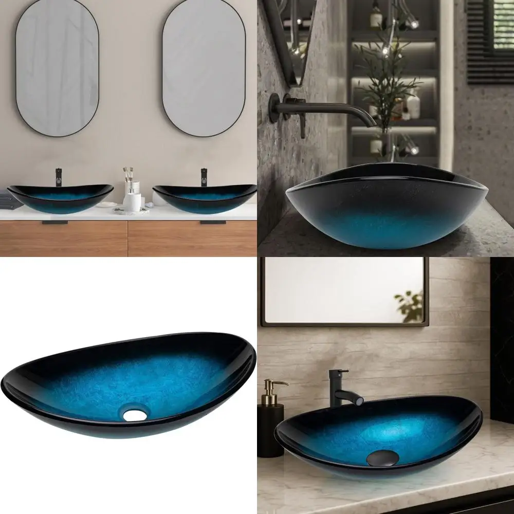 18.5 x 11.8 Tempered Glass Artistic Countertop Basin with Gradient Finish