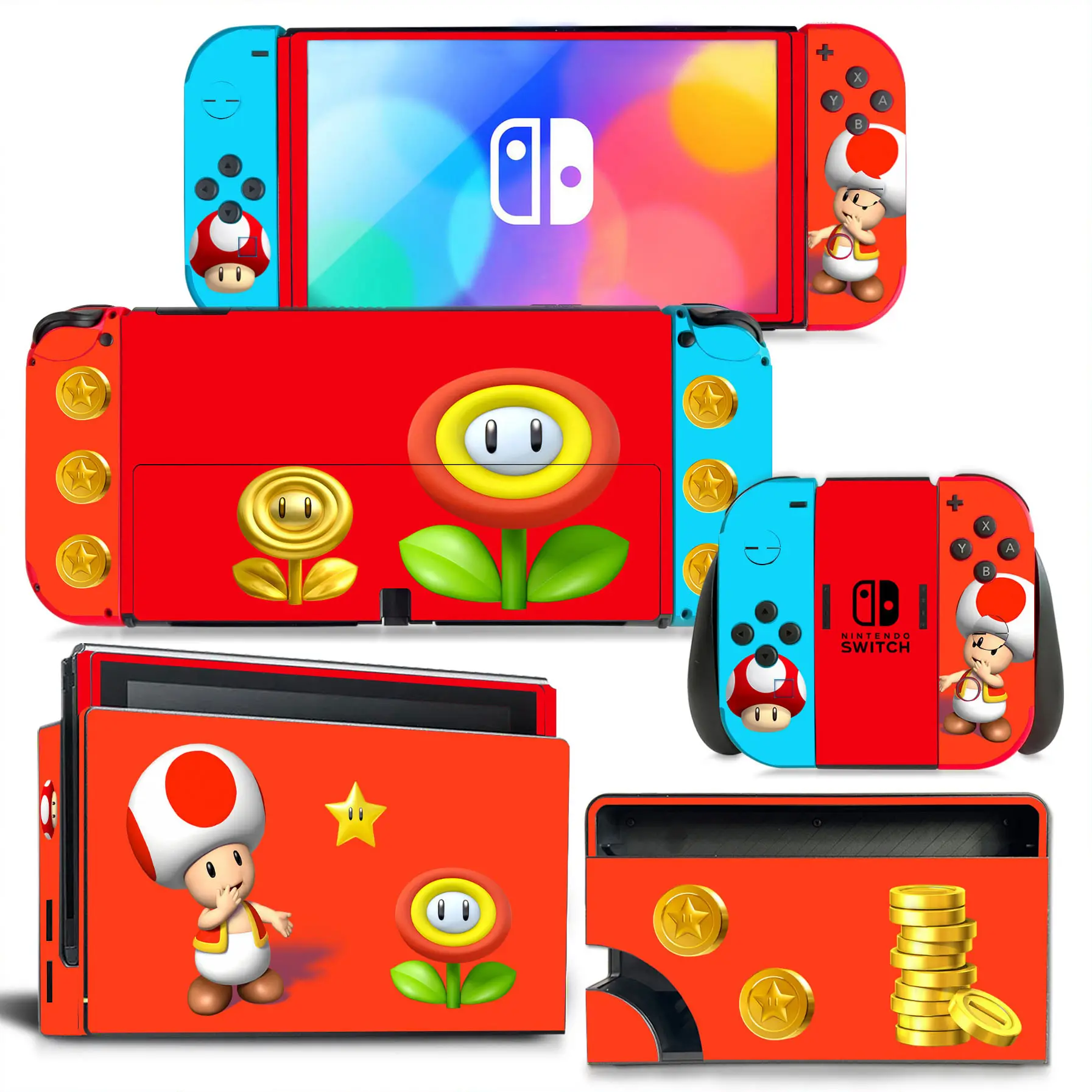 Pokemon Pikachu Protective Film Skin Cover Sticker Decal for Switch OLED Console Joy-con Controller Dock Skin Vinyl Stickers