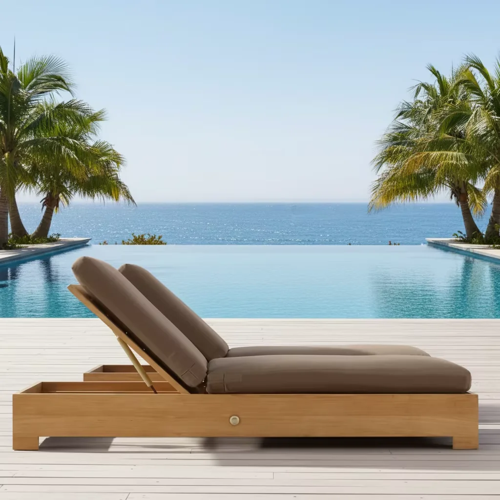 

# Hotel Modern Outdoor Poolside Beach Lounger Bed Design Furniture Wooden Teak Chaise