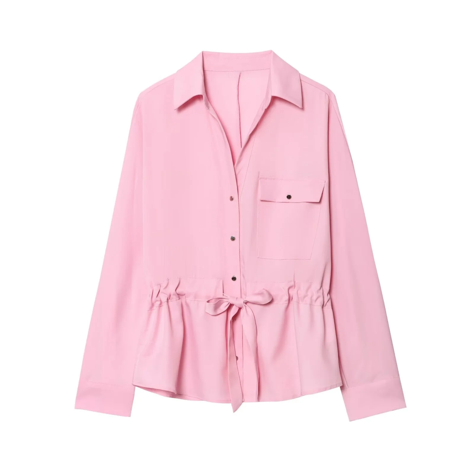 MYST&ZA2025 summer new products casual versatile women's safari style crepe lapel long-sleeved shirt with straight trousers