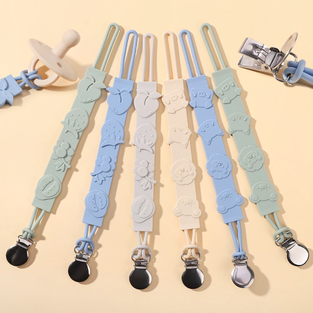 1pcs Baby Pacifier Chain Stainless Steel Buckle To Prevent Loss of Baby Gum Silicone Beads Strap Hanging Rope Silicone Chain