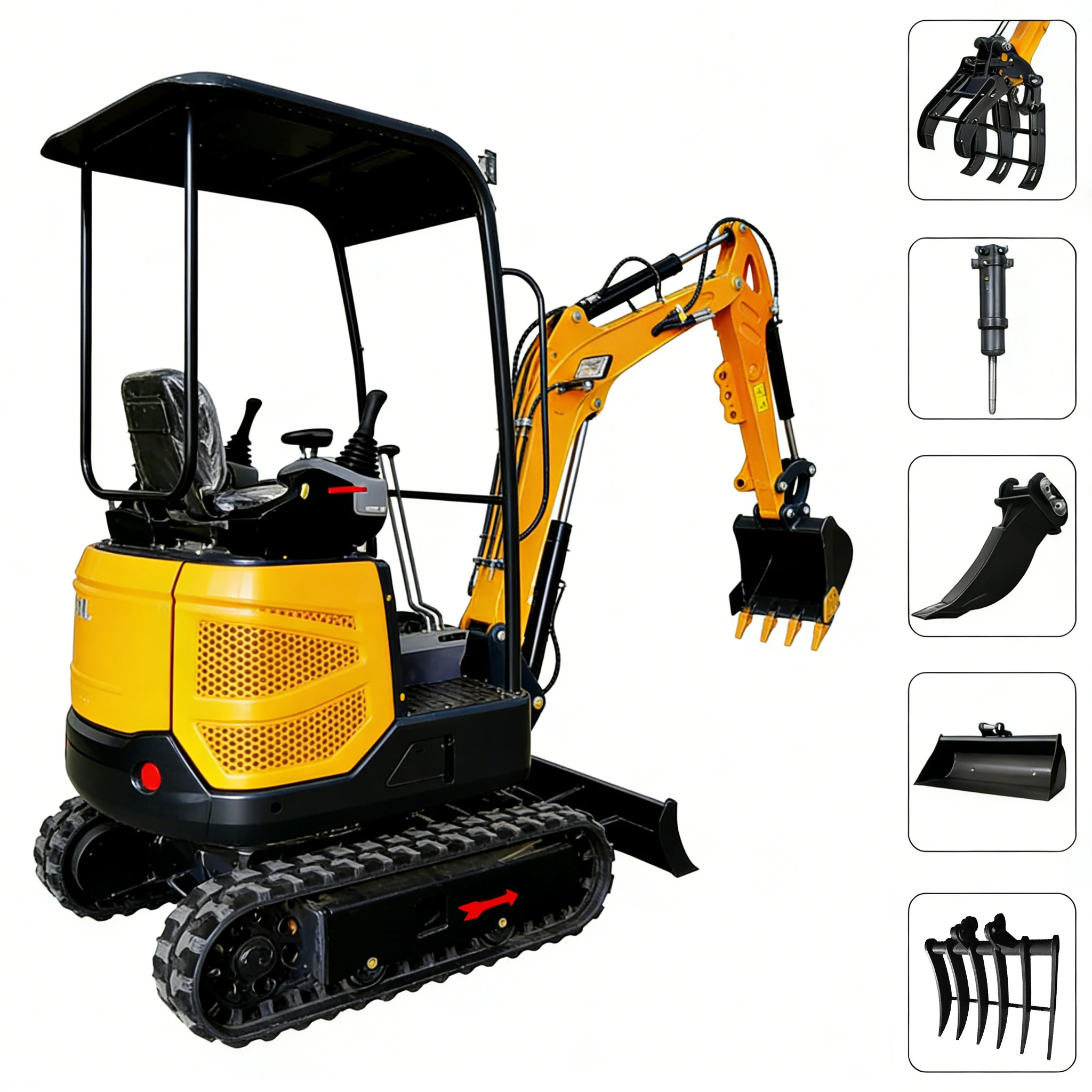 

2026 Customized Mini Excavators 2 Ton With Multi Functional Cabs 1 Ton And 1.5 Ton Mini Excavators With Multiple Accessories
