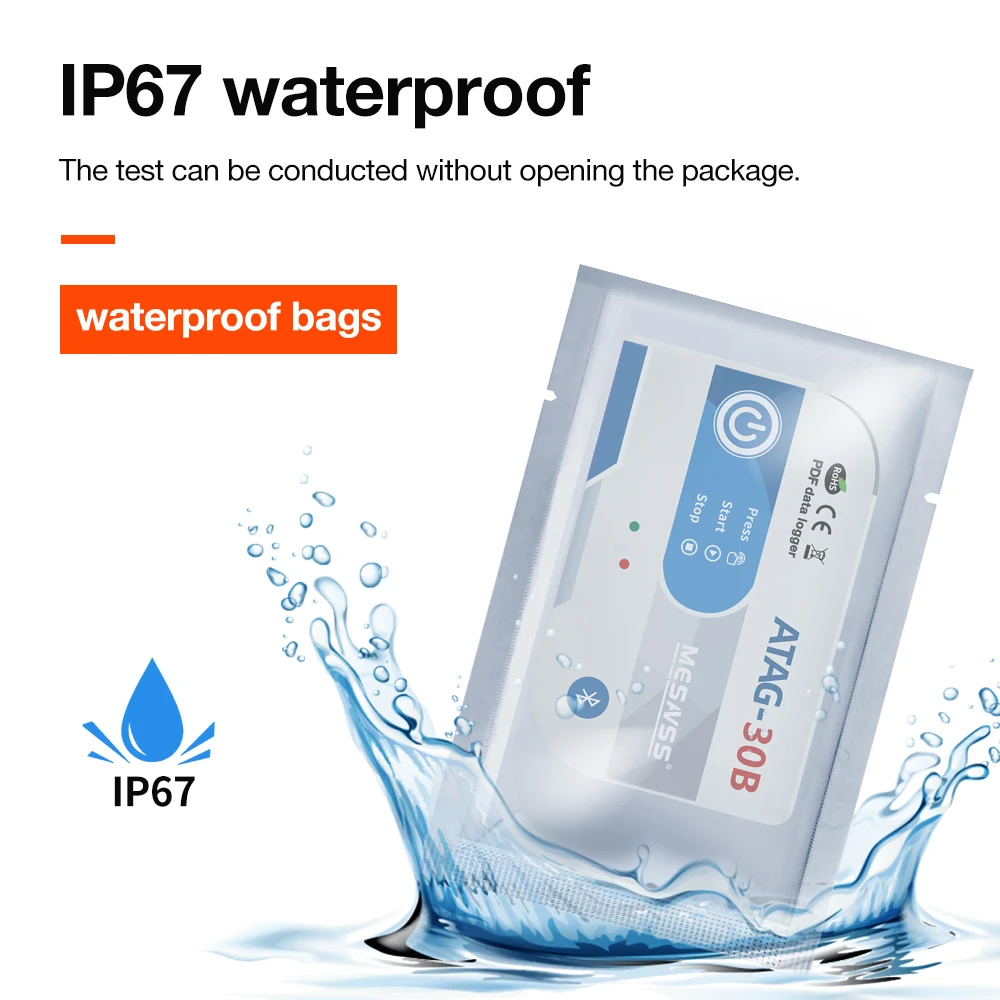 Enregistreur de données de température 2025USB 180 jours Bluetooth avec 65000 points jetables -30 ~ 70 ° Enregistreur de température C pour le transport de la chaîne du froid