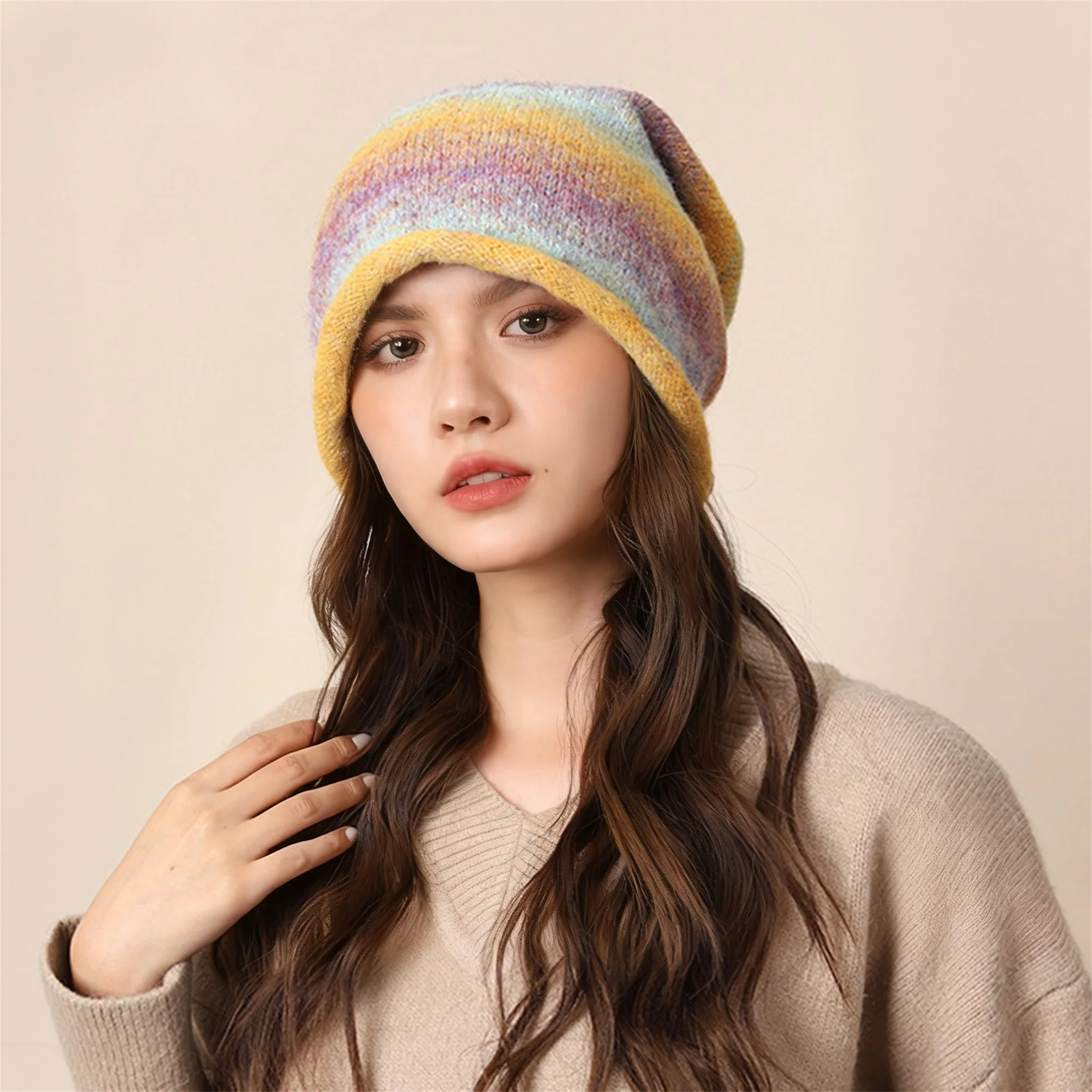 قبعة صغيرة أنيقة متماسكة على شكل كابل مع قبعة شتوية دافئة بوم بوم للنساء والفتيات والأنشطة الخارجية وقبعة التزلج #3
