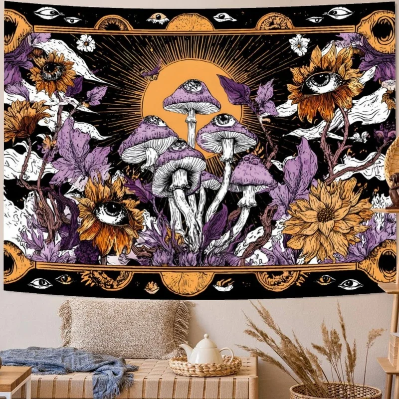 Bohemian Hippie Style Retro Floral Wall Decoration Tapestry Bedroom Living Room Dormitory Polyester Fiber Wall Hanging