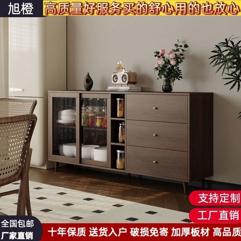 Medieval solid wood dining side cabinet integrated  against the wall kitchen cupboard household retro wine cabine