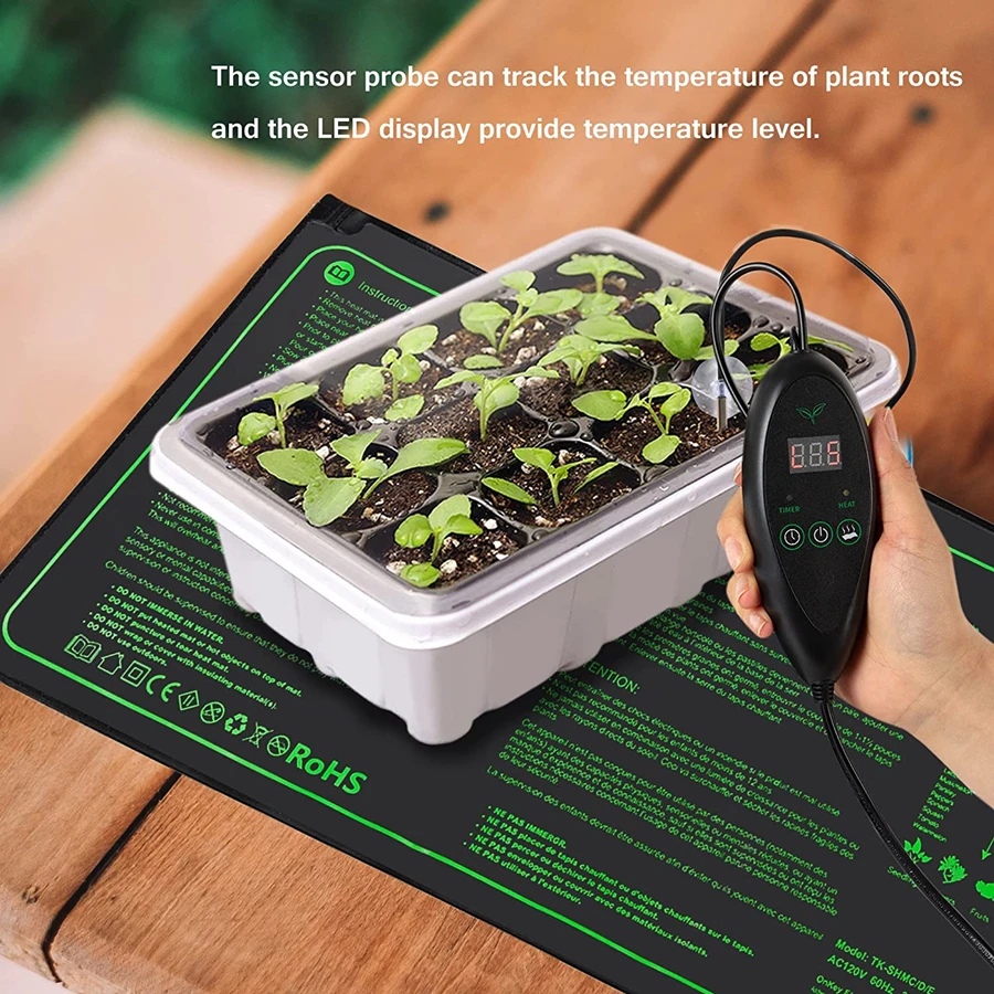 3 Sizes Upgrade Seedling Heat Mat Waterproof Heat Pad with 20℃-45℃ Digital Thermostat Controller Hydroponic Seedling Germination