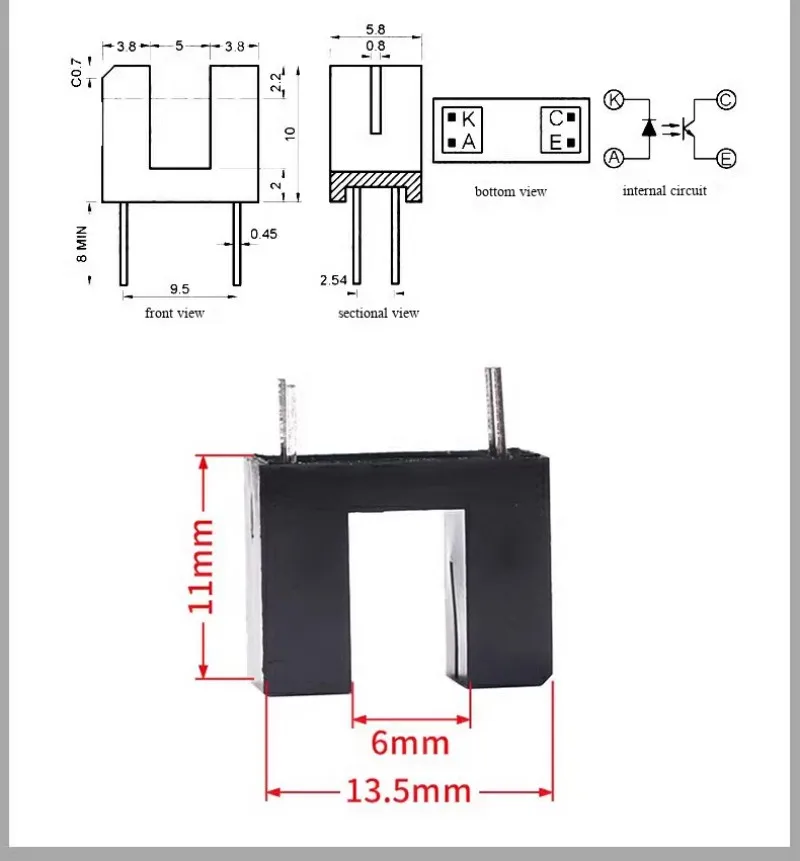 Durchstrahl-Schlitz-Optokoppler Fotoelektrischer Schalter Sensor ITR9606/9608/1120/20005-F ST150 – Detail 7