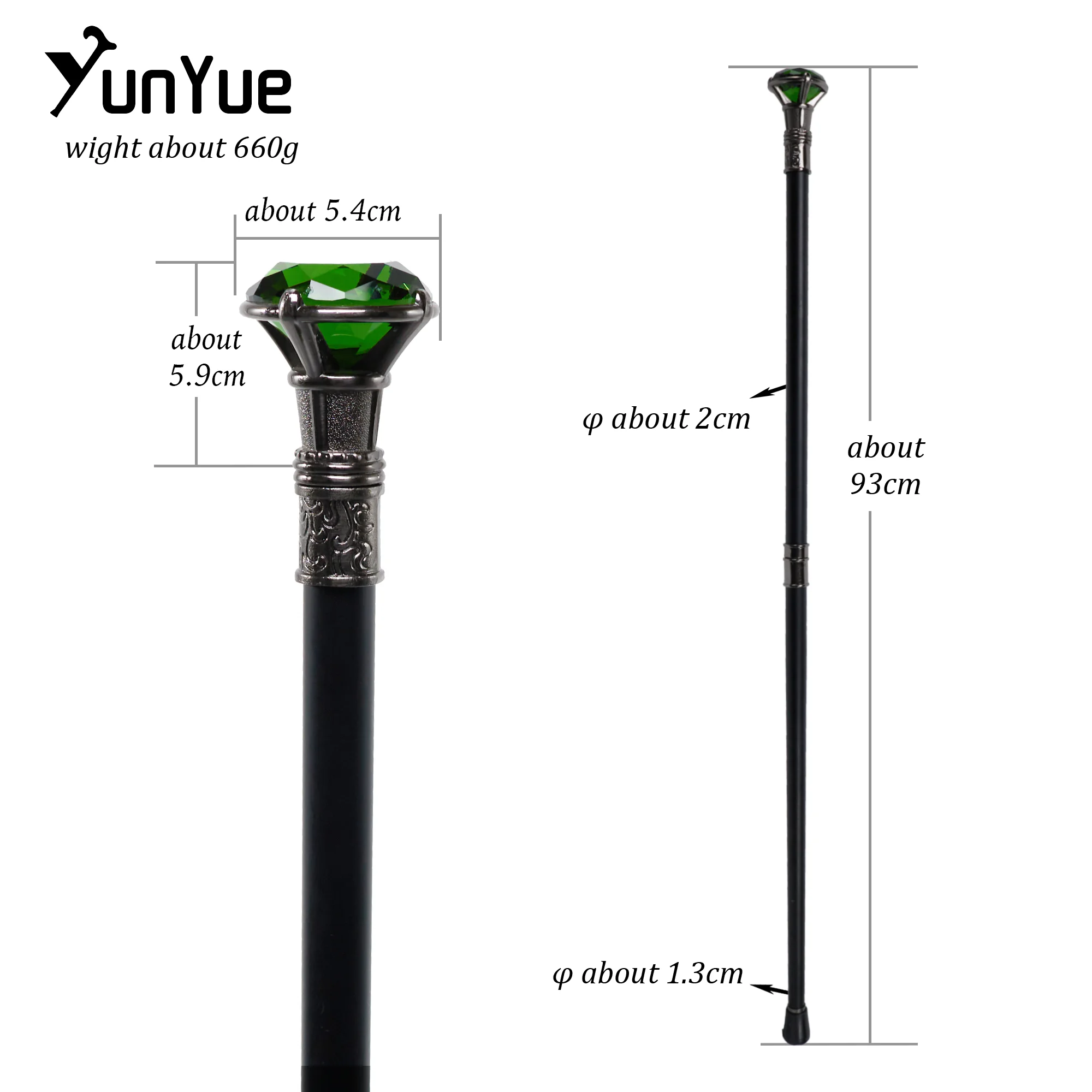 الشظية الخضراء الماس نوع عصا المشي شهم أنيقة أزياء الفن الزخرفية عصا للمشي سيدة خمر حزب تأثيري الصولجان #3