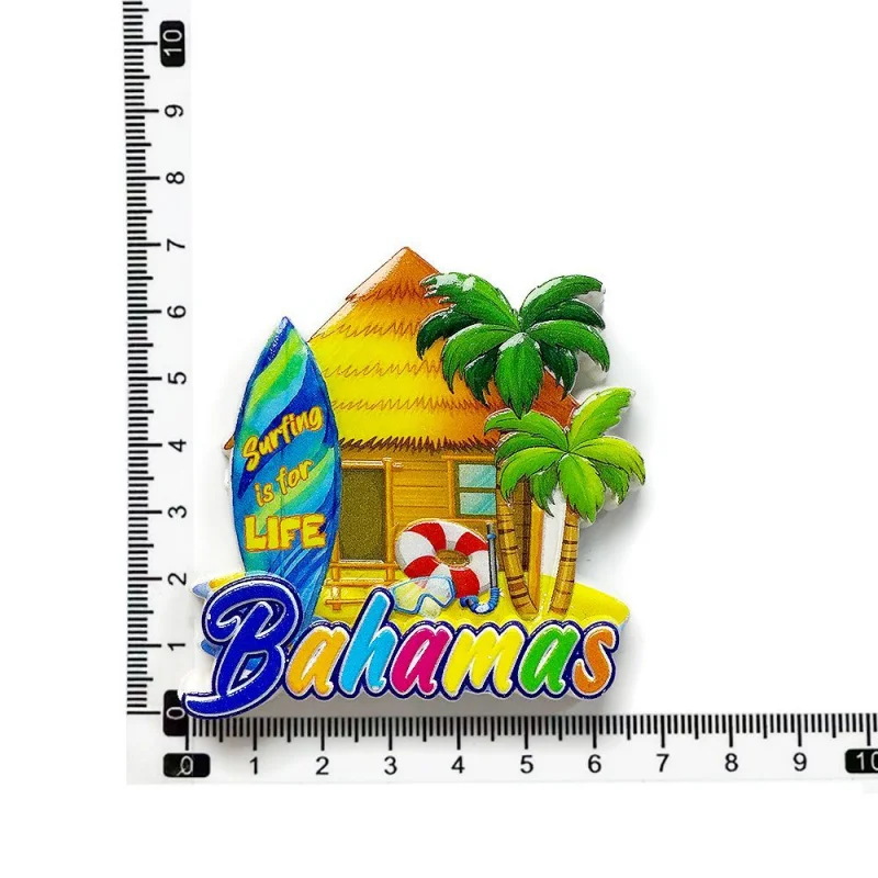

Bahamas Creative Vacation Thatched House Surfboard 3D Decoration Fridge Magnet Gift Travel Souvenir Craft