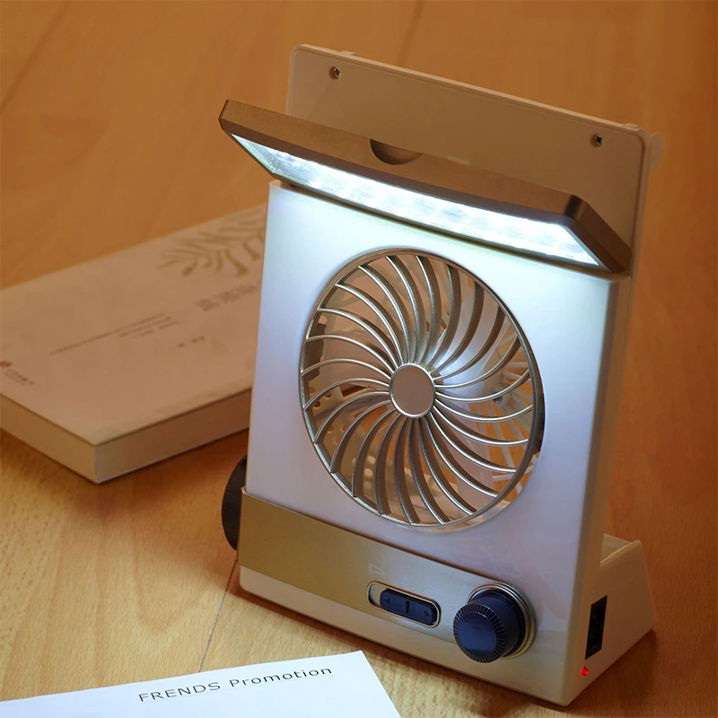 مروحة صغيرة لسطح المكتب متعددة الوظائف ، مروحة تخييم خارجية محمولة مع إضاءة ، شحن شمسي ، جديدة ،