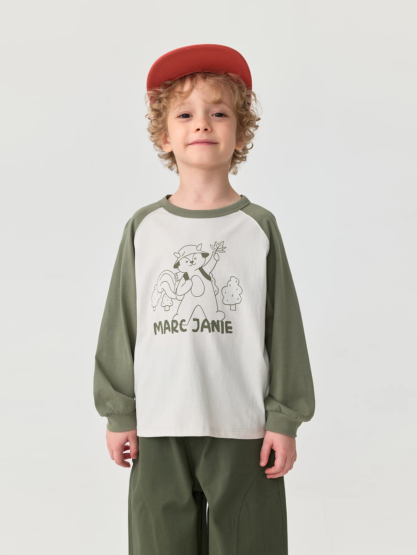

MARC & JANIE Toddler Boy Mountain Colorblock Camping Squirrel Long Sleeves T-Shirt for Autumn 551118