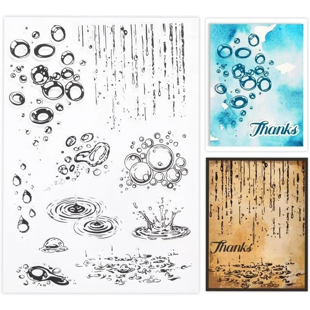 Raindrop Clear Stamps Water Drop Clear Rubber Stamps Droplets Silicone Stamps for DIY Scrapbooking Photo Album Decorative