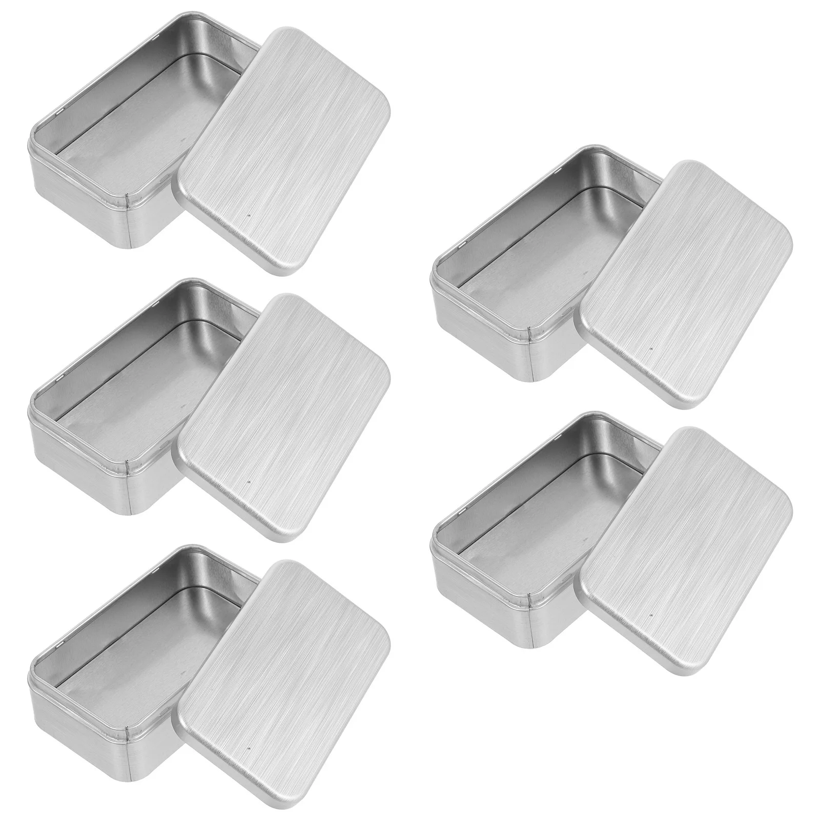 

5pcs Square Brushed Tin Box Set Metal Storage Containers For Jewelry Coins Tea Candy Pills Samples Decorative Tinplate