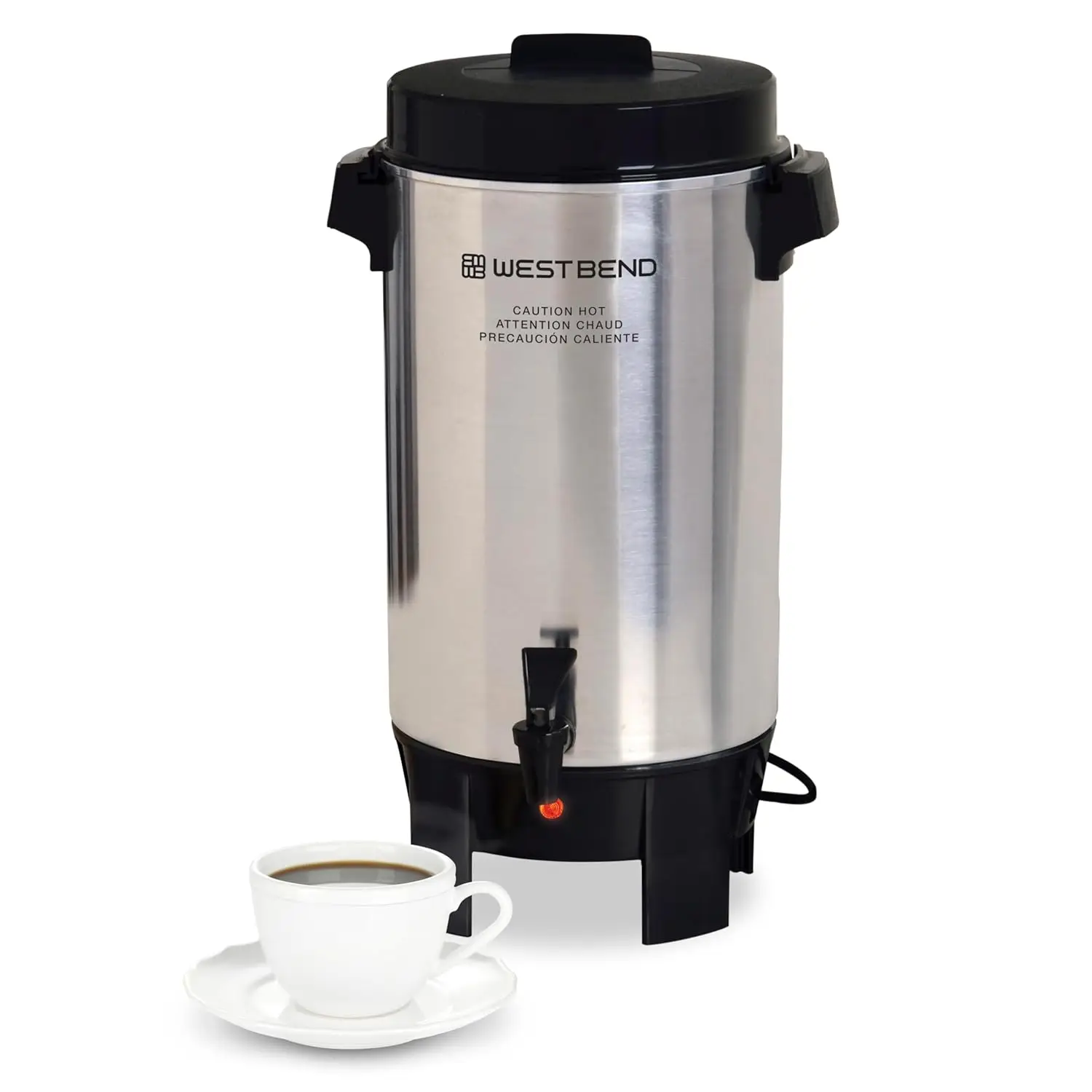 

42-Cup Coffee Urn, Automatic Temperature Control, Brews 1 Cup Per Minute, Easy Clean, Silver