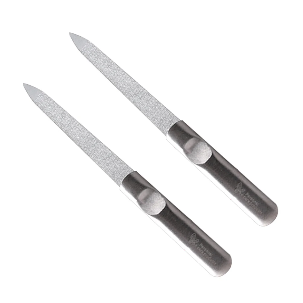 2 stücke Edelstahl Nagel Datei Doppelseitig Poliert Maniküre Werkzeug Für Home Metall Nagel Dateien Streifen Reinigung Spitze