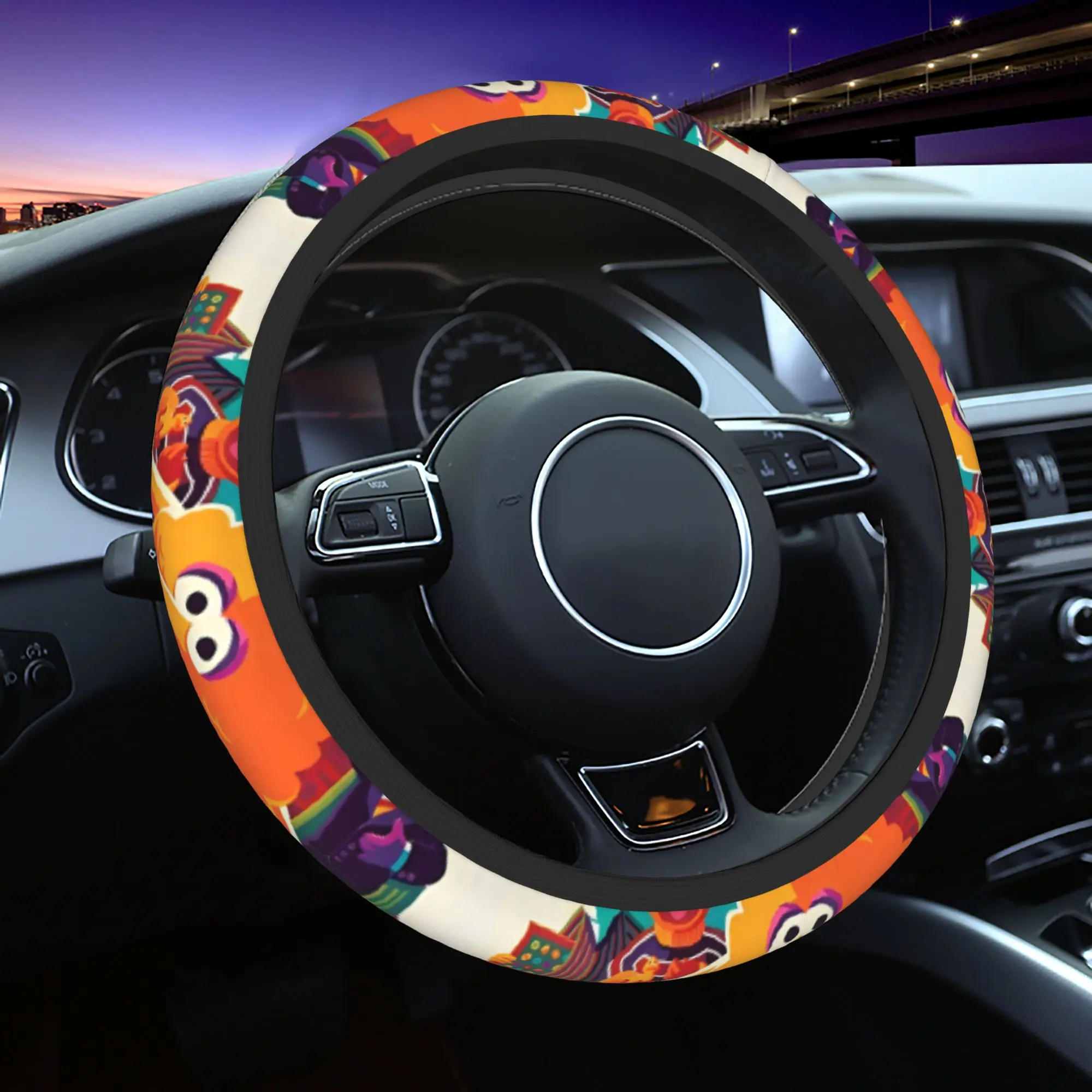 

Comedy Cartoon Car Steering Wheel Cover 38cm Non-slip Sesames Streets Comedy Auto Steering Wheel Protector Car Accessories