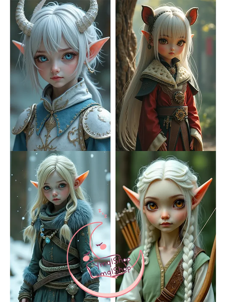 

Dakimakura Cover Unlimited AI Custom Size Double-sided Print Life-size Body Skin-Friendly Fabric four girl-elf body pillow case