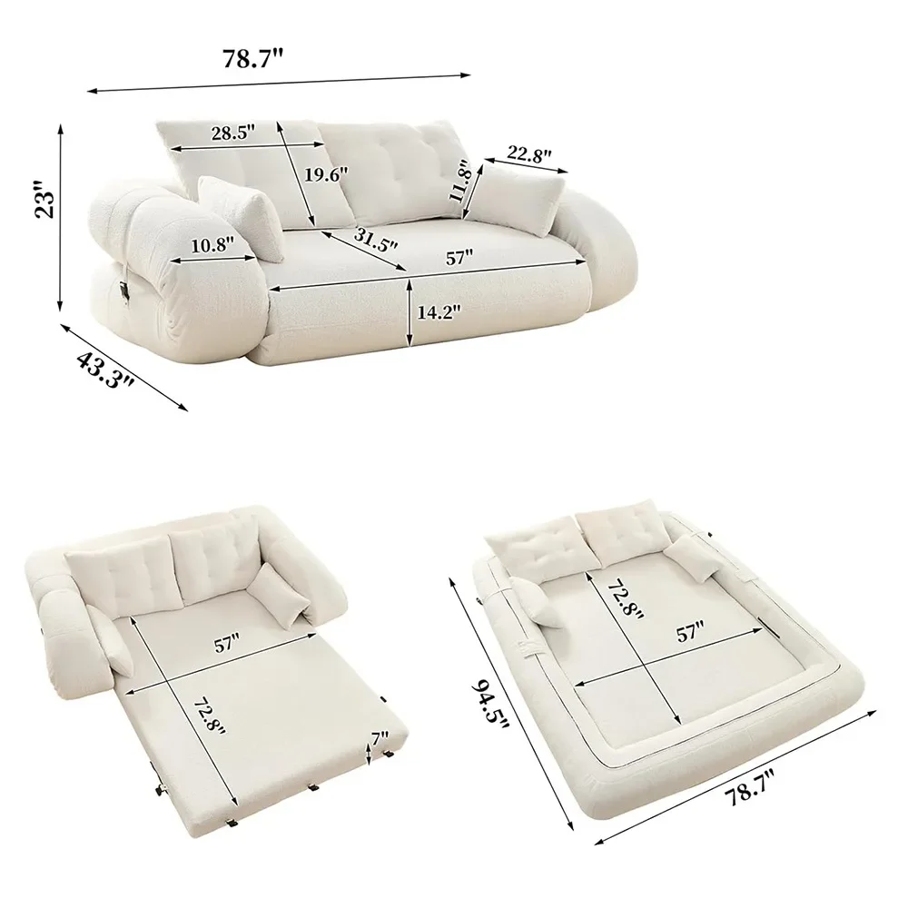 Foshan manufacturer customized armrest folding buckle double sofa with pillow compressed sponge flannel removable