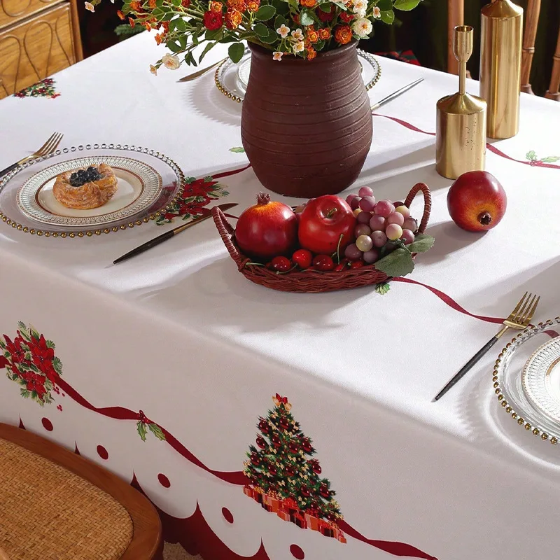 Mantel Navideño Antimanchas para Mesa de Navidad, Otoño, Cenas Navideñas, Decoración de Cocina, Accesorios para Fiestas