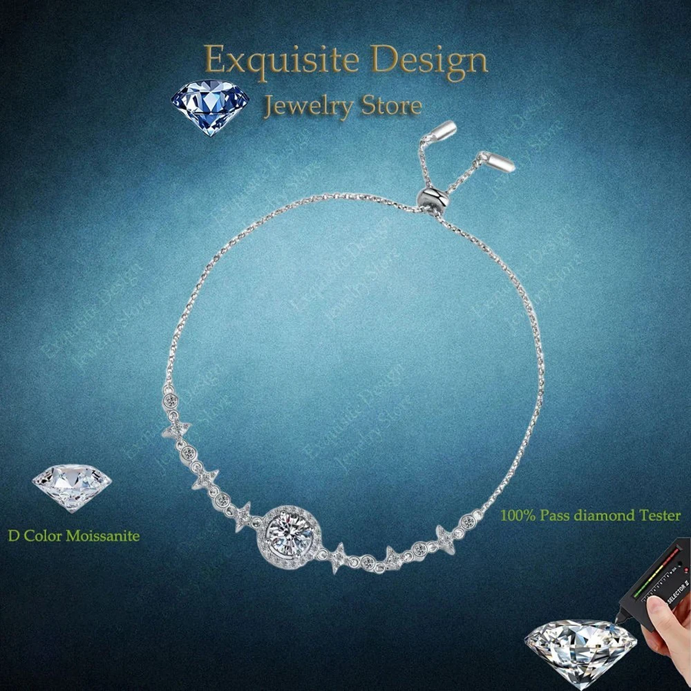 

Изысканный дизайн Platinum PT950 сверкающий 1CT браслет из настоящего муассанита для женщин, ювелирные изделия, подарок на день рождения для подруги