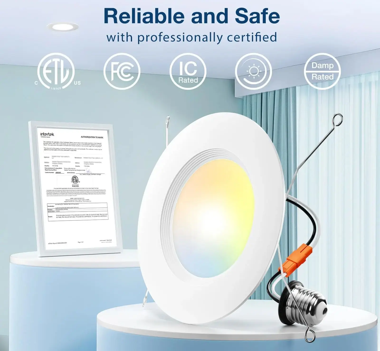 

5in1 US ETL/UL Certified 5/6 inch LED Downlight, Dimmable, 100W, 950LM, 2700K/3000K/4000K/5000K/6000KSelectable, Retrofit Light