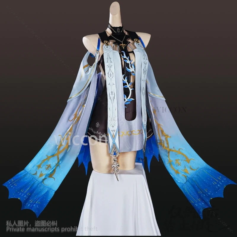 غير النظامية تأثيري لعبة Wuthering موجات تصميم أنيمي تنورة لون الماء مثير لوليتا Cartethyia كوس القرط الدعائم مجموعة مخصصة