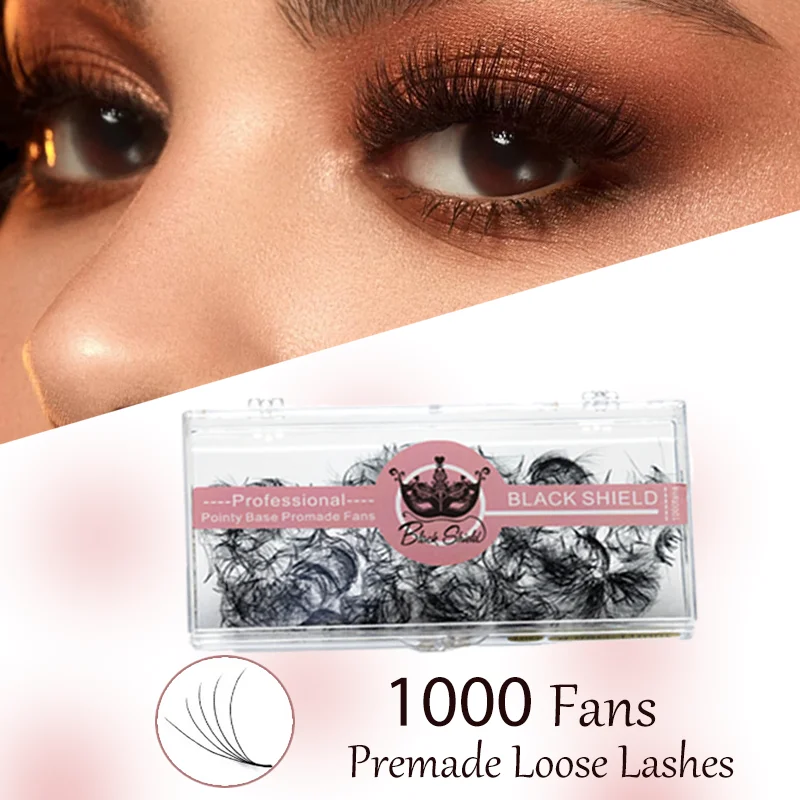 

3D-14D 1000 Fans Pointy Base False Cluster Lashes Premade Volume Fans 8mm Faux Cils Eyelash Extension For Cosplay Makeup Woman