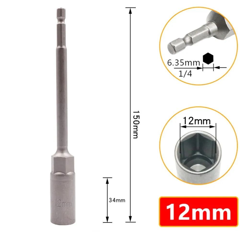 

8 шт., 150 мм, удлинитель, сверло, гаечный ключ, адаптер, магнитная гайка, головка для электроинструмента, 6-13 мм, высокое качество