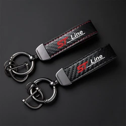 For ford st LINE stline kuga fiesta Car Accessories Car Carbon Fiber Leather Keychain Horseshoe Buckle Jewelry