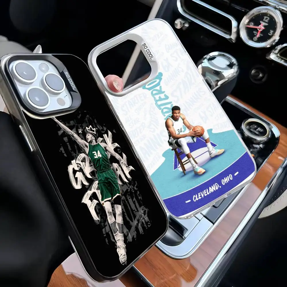 Funda de teléfono Basketball Greek Freak Giannis Antetokounmpo 34 para iPhone 16,15,14,13,12,11 Pro,MAX negro mate a prueba de golpes