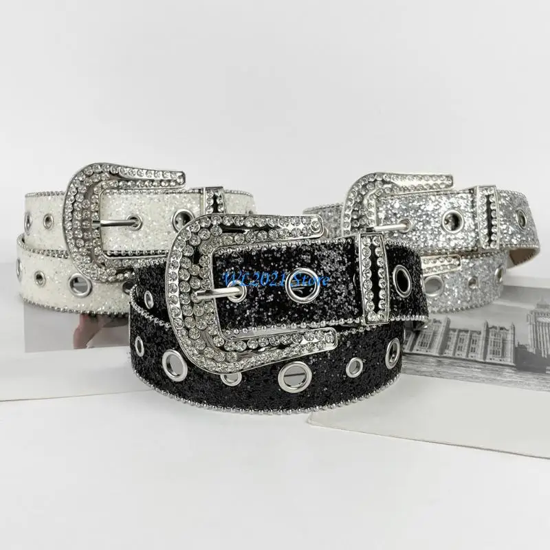 G5GC 청바지용 쿨 고딕 글리터 벨트 펑크 걸스 스트리트용 스터드 벨트