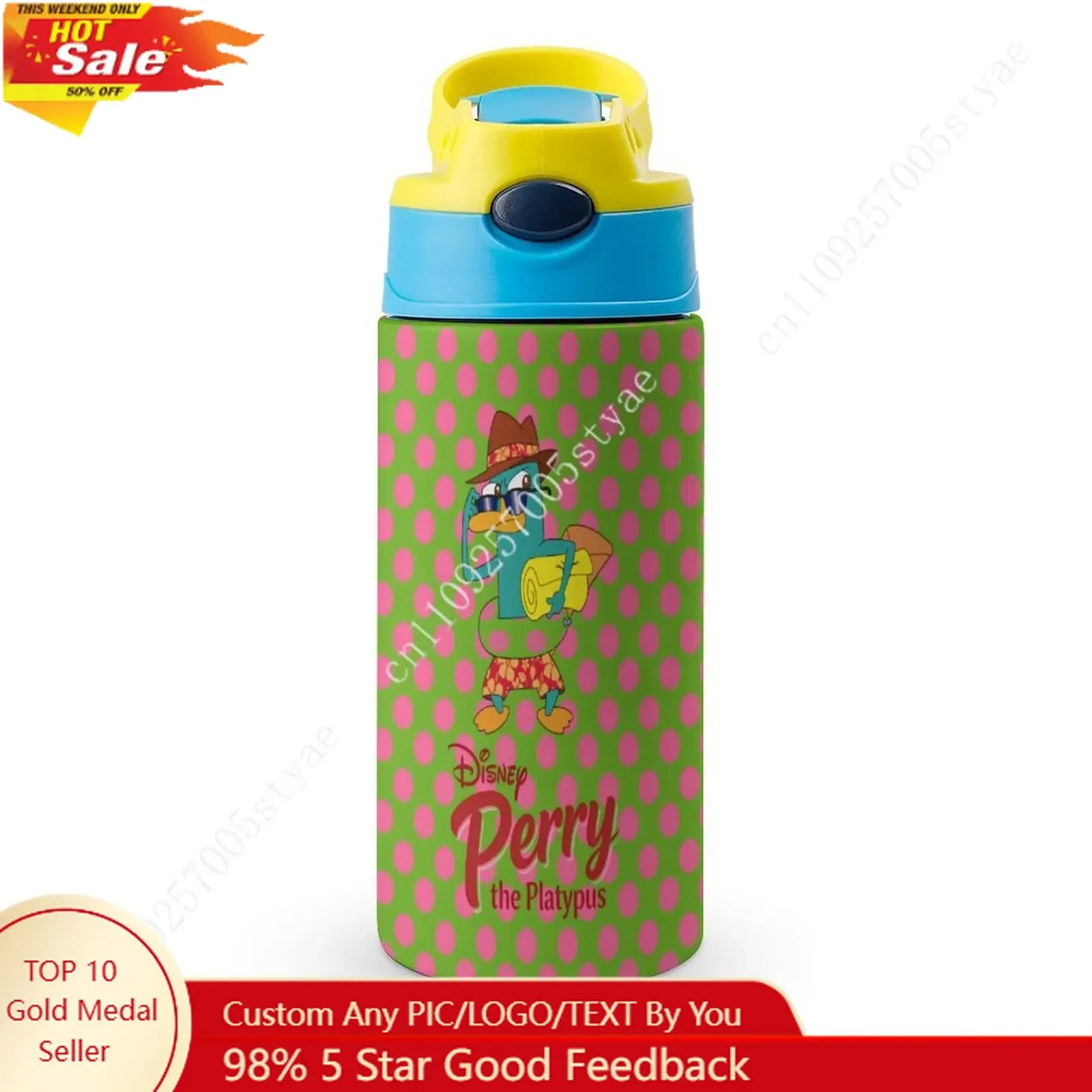 

Perry the Platypus Insulated Bottle Disney Cartoon Custom Your Photo Logo Text DIY Design Birthday Holiday Gift Thermos Bottle