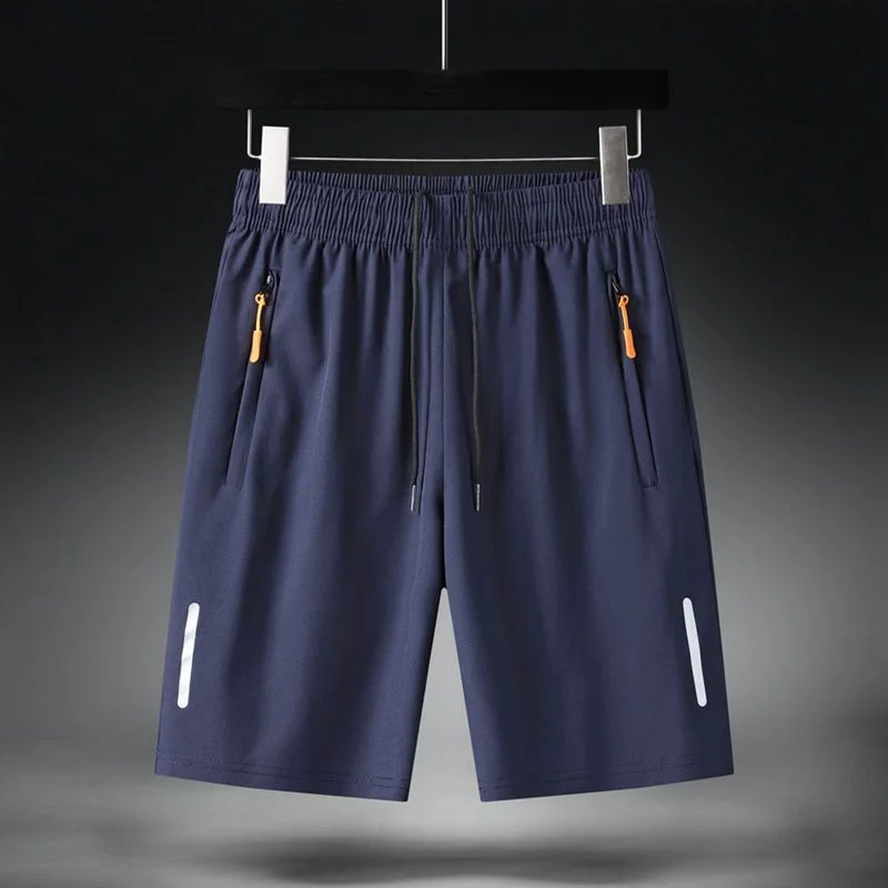 Fashion Loose Elastic Waist Zipper Pockets Shirring Bandage Shorts Men's 2023 Summer New Oversized Solid Color Casual Shorts
