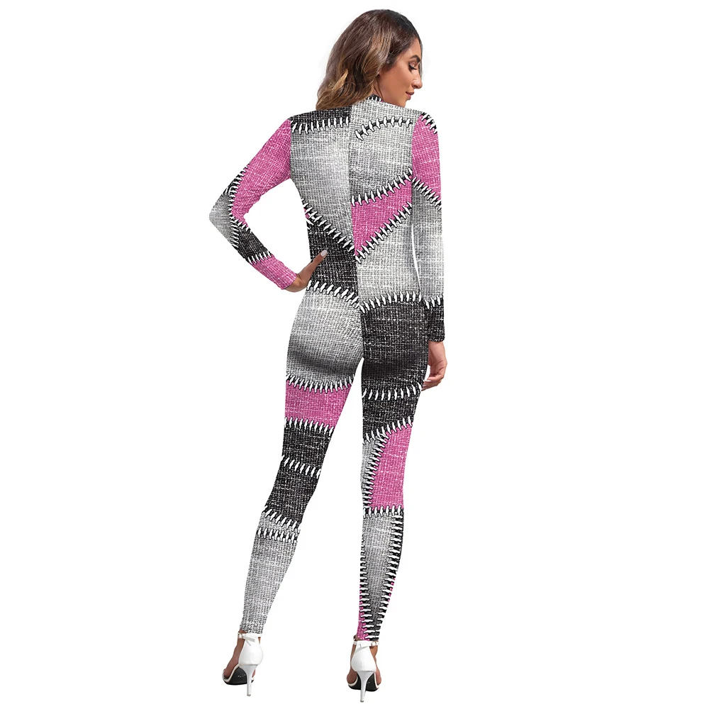 خياطة دمية Zentai دعوى النساء غير النظامية المرقعة نمط هالوين تأثيري ازياء مهرجان حفلة Catsuit دنة داخلية